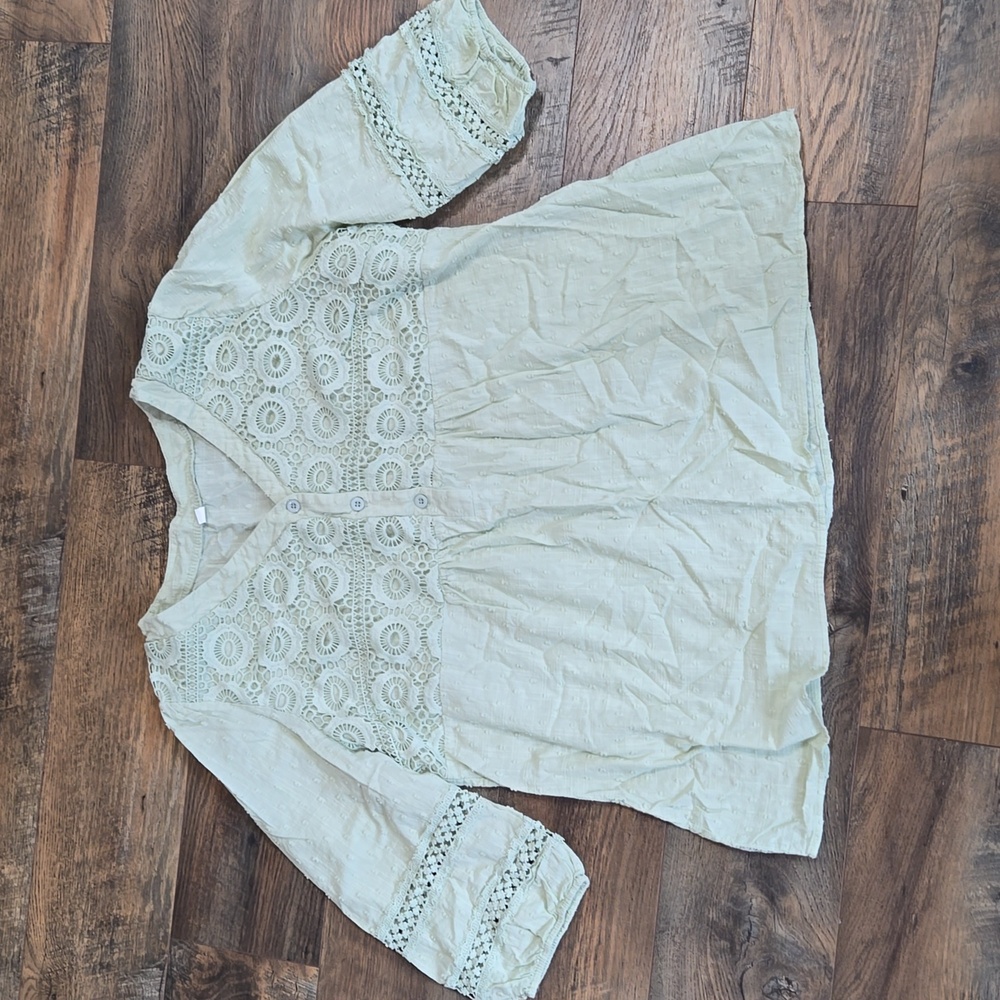 Women's Oversized Crotchet Blouse, Lime